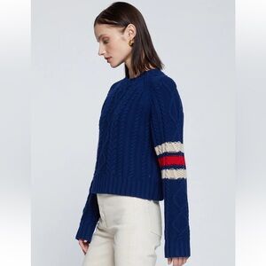 NWOT Stateside Felix Navy Sweater with Red and Cream Accents S